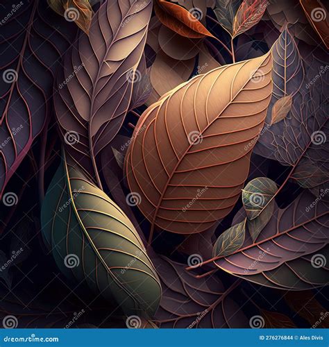 Luxury Leaf Texture. Closeup View of Fantasy Leaves Stock Illustration - Illustration of border ...