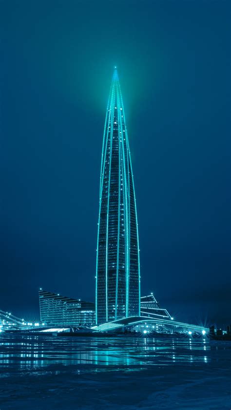 Download wallpaper 1080x1920 tower, building, backlight, architecture ...