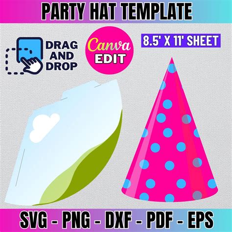 Party Hat Template, Party Hat Svg, Birthday Hat Template, Blank Hat ...