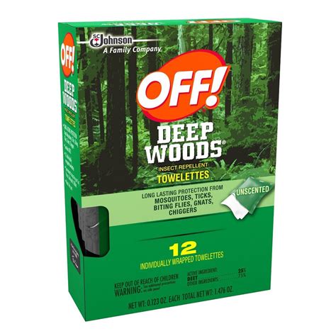 OFF! Insect Repellent Towelettes Deep Woods, .123 Oz (12 Wipes/Package ...