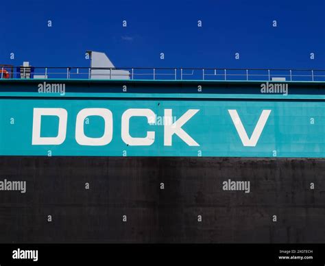 Ship dock number V in the port of Bremerhaven, Germany Stock Photo - Alamy
