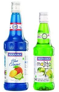 Manama Blue Curacao Fruit Flavoured Syrup 750ML and Green Apple Mojito ...