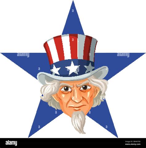 Bold vector illustration of Uncle Sam with a star background. Features vibrant colors and ...