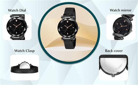 Buy Shunya Black Round Dial with Latest Generation Rosegold Magnet Belt ...