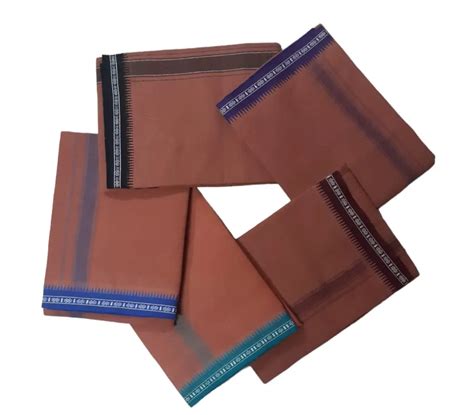 100% COTTON MENS DHOTI / VESHTI / MUNDU - KAVI + MAROON COLOR - 5 PCS ...