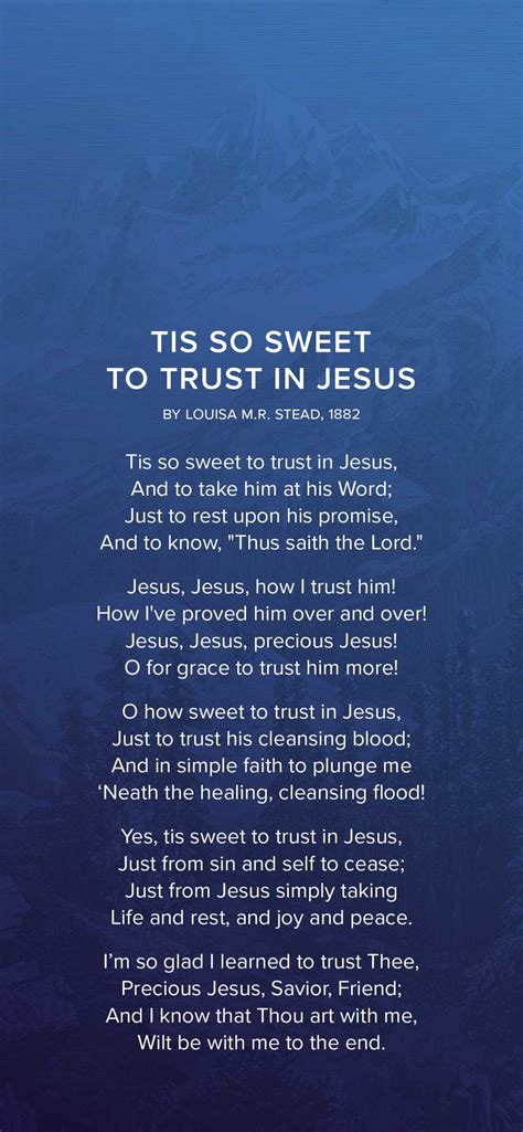 The Hymn "Tis So Sweet to Trust in Jesus" - Bibles.net