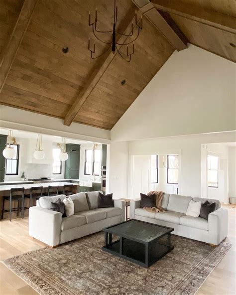 Cathedral Wood Ceiling in Open Concept Room - Soul & Lane