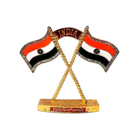 Uniqon Hindustan Tiranga National Indian Flag Double Sided Cross Design ...