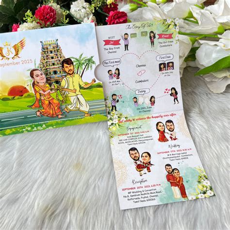 South Indian Caricature Wedding Invitation / Bride chasing Groom Slidi ...