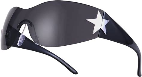 Buy Trendy Y2K Sunglasses Women Men Wrap Around Rimless Sunglasses ...