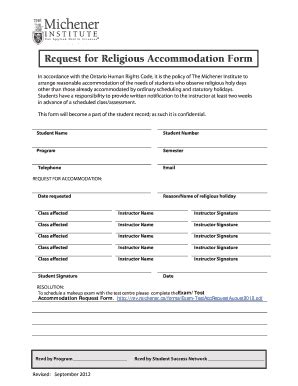 Sample Religious Accommodation Request Form - Fill Online, Printable ...