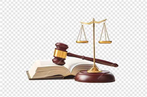 Gavel scales of justice and law book isolated on a transparent background | Premium AI-generated PSD