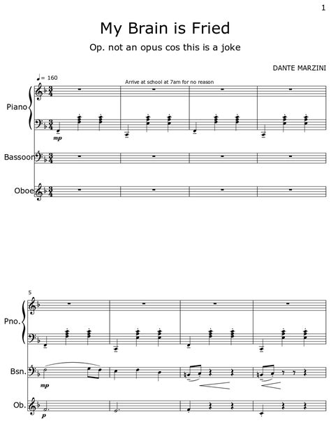 My Brain is Fried - Sheet music for Piano, Bassoon, Oboe