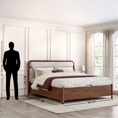 Buy Nuqta Noor Acacia Wood King Bed with Hydraulic Storage - Brown from ...