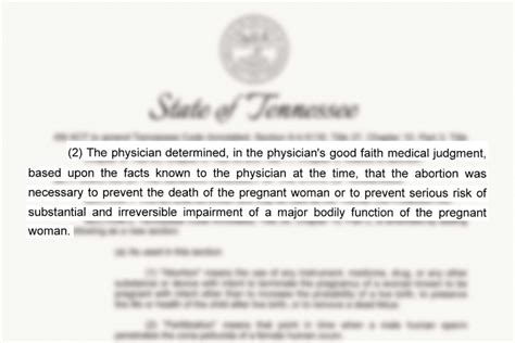 Tennessee's abortion law does not contain the lifesaving 'exception ...