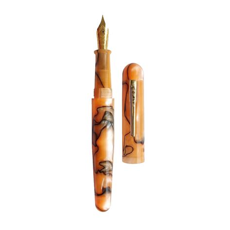 Ranga Pens Model 4C Regular Acrylic Fountain Pen, Orange Black Swirl ...