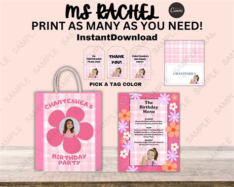 Ms Rachel Birthday Party Bundle Miss Rachel Party Pack Rachel Party ...