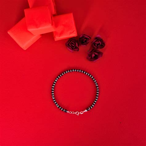 Designer Black Bead Silver Bracelet – silvermark