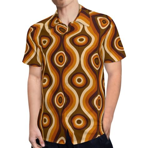 Vintage 70s Style Shirt, Retro Shirt Men, Hippie Shirt Men, Men's Brown ...
