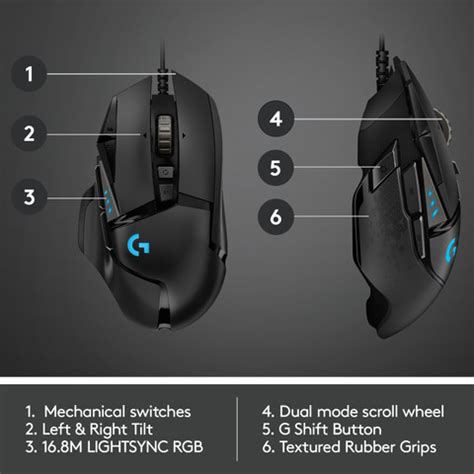 Logitech G502 Hero Wired Ambidextrous Optical Gaming Mouse 25K Sensor ...