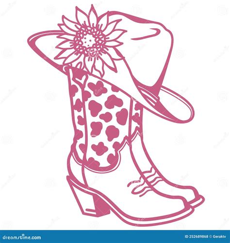 Pink Cowboy Hat And Boots Clipart