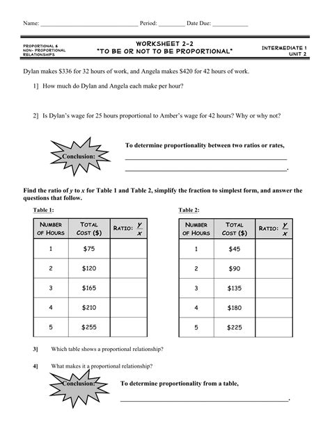 Proportional Non Proportional Relationship Worksheets - Printable ...