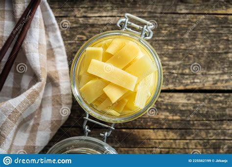Sliced Canned Bamboo Shoots in Jar Stock Image - Image of healthy ...