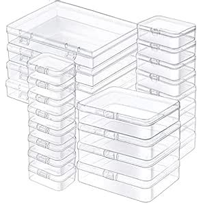24 Pack Mixed Sizes Rectangle Mini Plastic Containers - Clear Craft ...