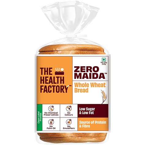 The Health Factory Zero Maida 100% Whole Wheat Bread 350g | Clean Label ...