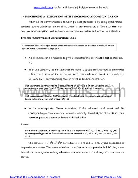 CS8603 UNIT 2 Asynchronous execution with synchronous communication - A ...