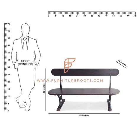 Buy FR Benches Series 2-Seater Mid-Century Modern Bench with Cast Iron ...
