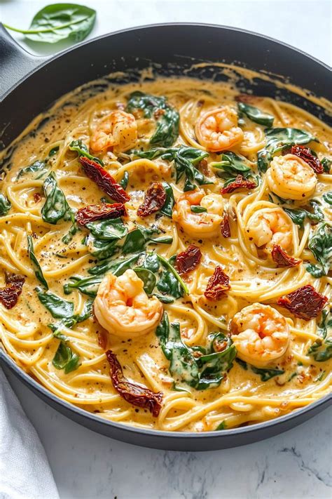 Creamy shrimp pasta with spinach – Artofit