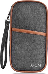 LOREM Grey & Tan Linen PVC Family Passport, Cards, Cheque Book Holder ...