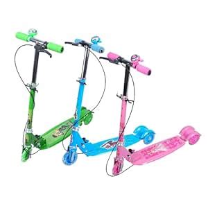 Buy AENCI Foldable Kick Skating Cycle with Brake and Bell-Three Wheeled ...