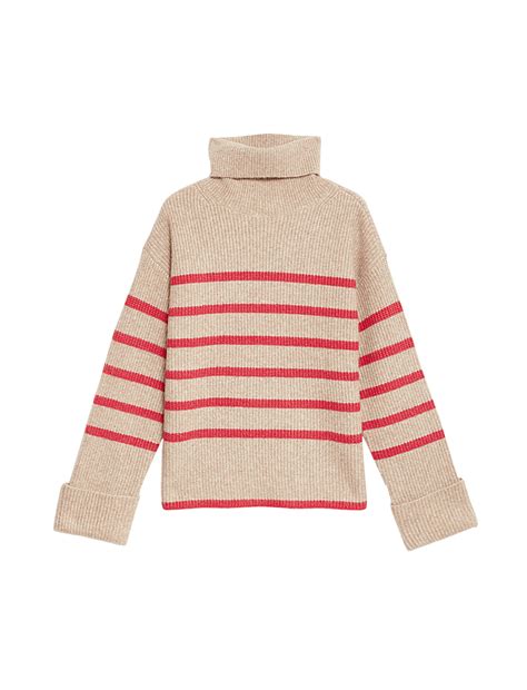 Buy Striped Roll Neck Jumper at Marks & Spencer