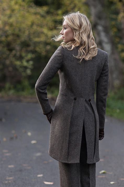Brown Herringbone Shetland Tweed Grace Tailcoat - Women Walker Slater ...