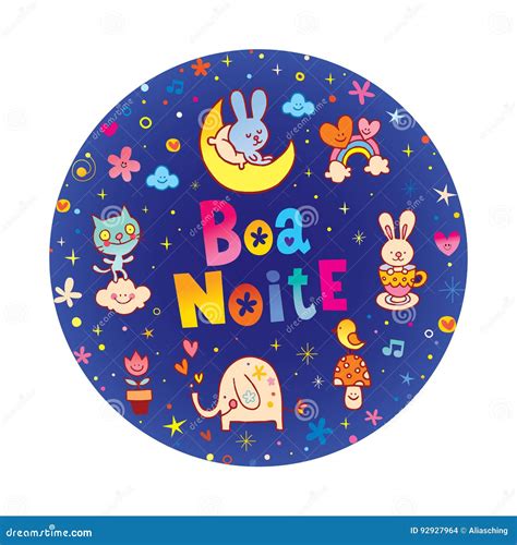 Boa Noite Good Night in Portuguese Stock Vector - Illustration of stars ...