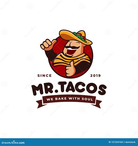 Sombrero Hat Tacos Mexican Restaurant Logo Stock Vector - Illustration ...