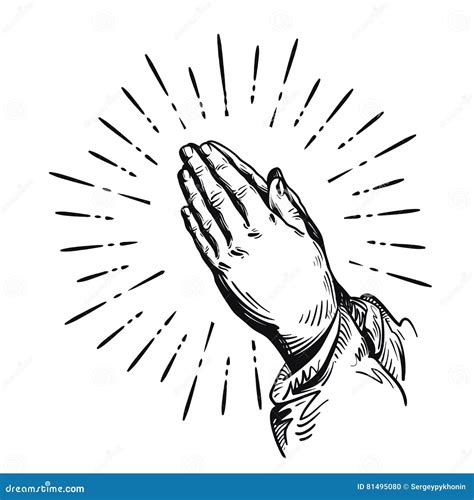 Prayer. Sketch Praying Hands. Vector Illustration Isolated on White Background Stock Vector ...