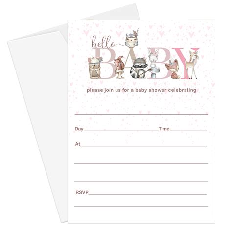 Buy Woodland Friends Invitations with Envelopes (25 Pack) Baby Shower ...