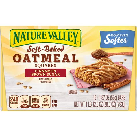 Nature Valley Soft-Baked Oatmeal Squares, Cinnamon Brown Sugar, 15 ct ...