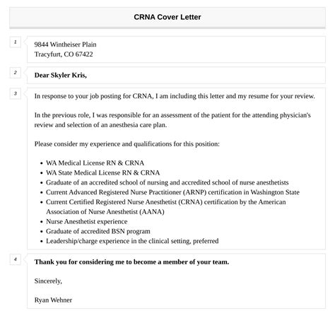 CRNA Cover Letter | Velvet Jobs