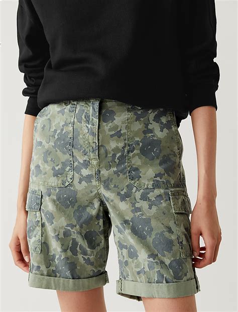 Buy Lyocell Rich Cargo Camo Shorts at Marks & Spencer
