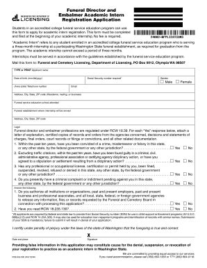 Fillable Online dol wa Funeral Director and Embalmer Academic Intern ...