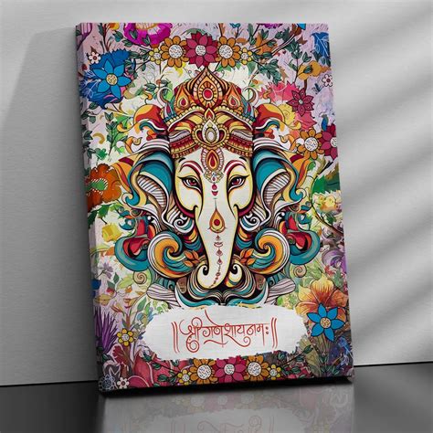 Premium Ganesha Canvas Art Paintings for Home and Living Room Pooja Ro ...