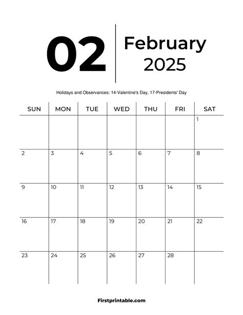 February 2025 Calendars - Free Printable & Fillable