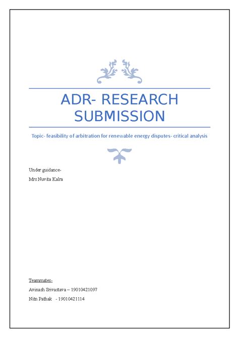 Feasibility of Arbitration in Renewable Energy Disputes: An Analysis ...