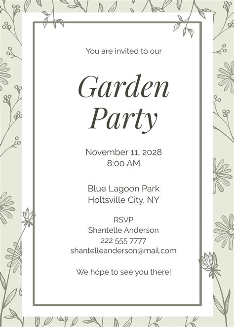Free Garden Party Invitation Template to Edit Online