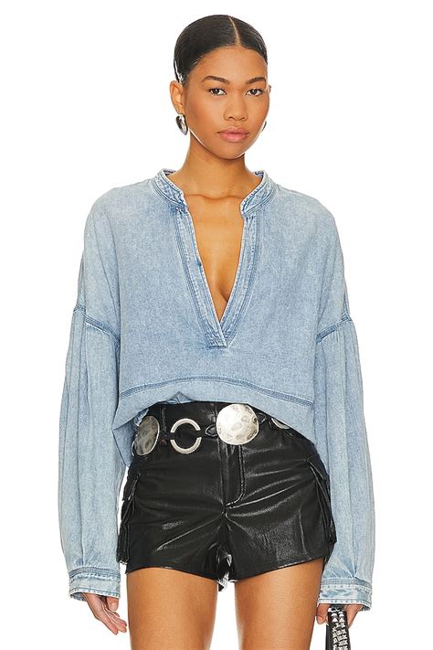 Free People x We The Free Jude Denim Pullover In Vintage Indigo in ...