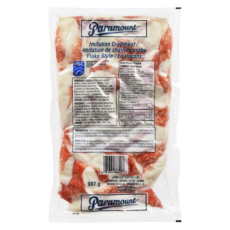 Crab Imitation Nutrition Facts - Free Printable Nutrition Facts